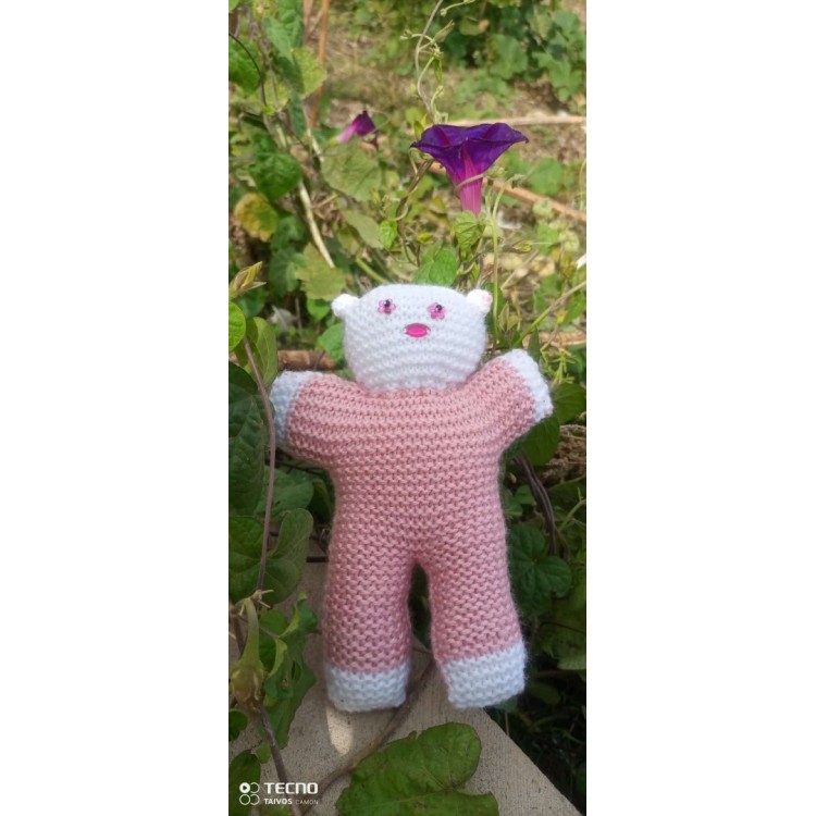 Hand Knitting Booties Making Fatoş Baby and Teddy Bear Bombom