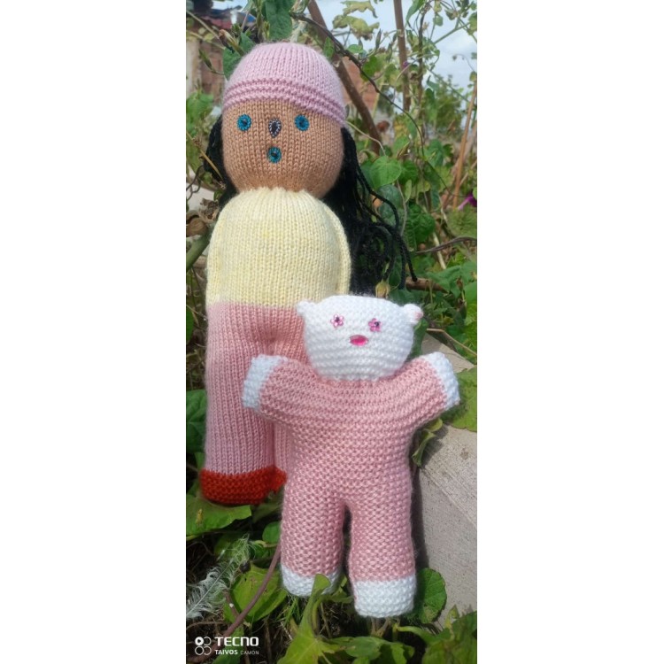 Hand Knitting Booties Making Fatoş Baby and Teddy Bear Bombom