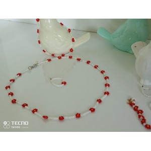 Handmade Sand Bead Necklace and Bracelet Se Handmade Sand Bead Necklace and Bracelet Se